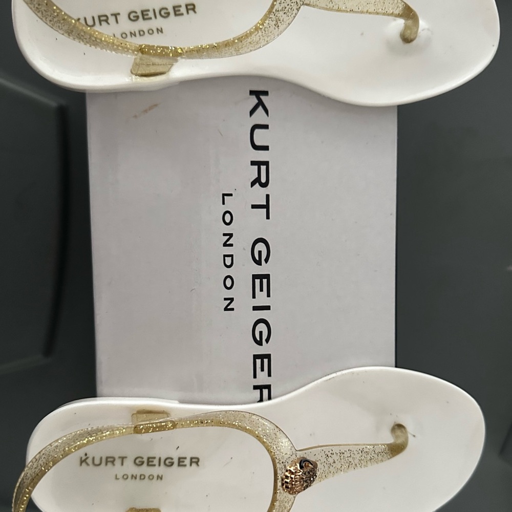 Kurt Geiger Glittery White and Gold Sandals